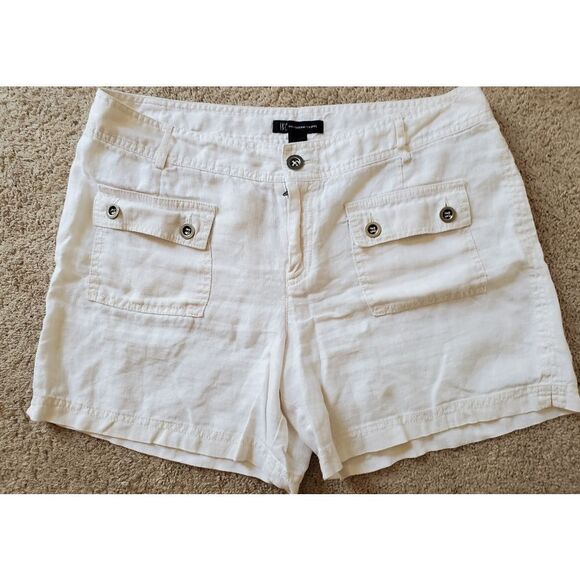 INC White Linen Shorts 12 - Picture 2 of 4